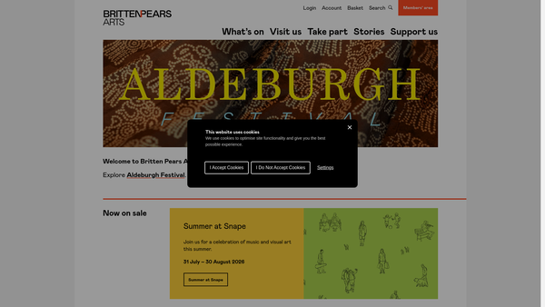 Screenshot of the Snape Maltings website