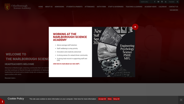Screenshot of the Marlborough Science Charitable Trust website