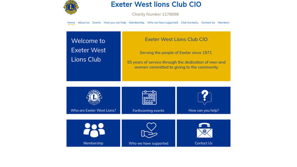 Screenshot of the Exeter West Lions Club (CIO) website