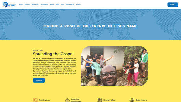 Screenshot of the Stg (Spreading The Gospel) website