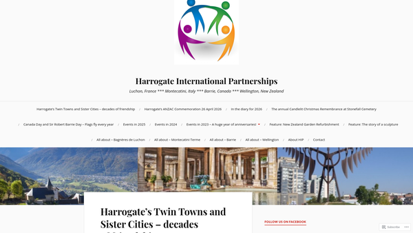 Screenshot of the Harrogate International Partnerships website