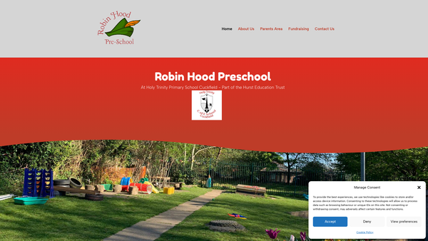 Screenshot of the Cuckfield Preschool Playgroup website