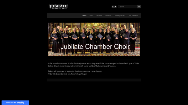 Screenshot of the Jubilate Chamber Choir, Oxford website
