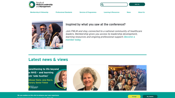 Screenshot of the Faculty Of Medical Leadership And Management website