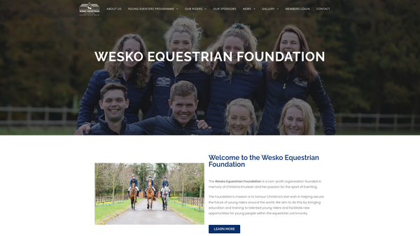 Screenshot of the Wesko Equestrian Foundation website