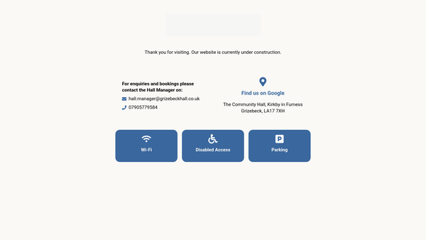 Screenshot of the Community Hall At Grizebeck CIO website