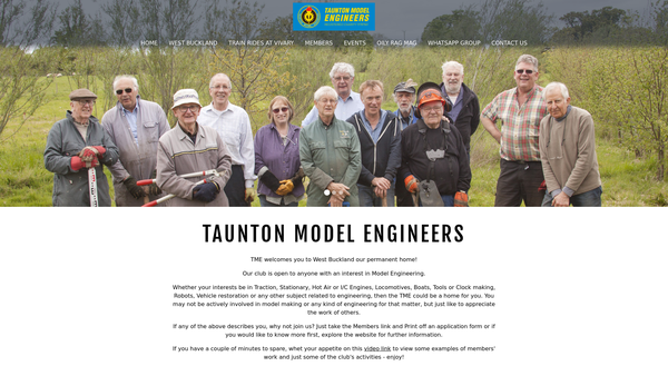 Screenshot of the Taunton Model Engineers website