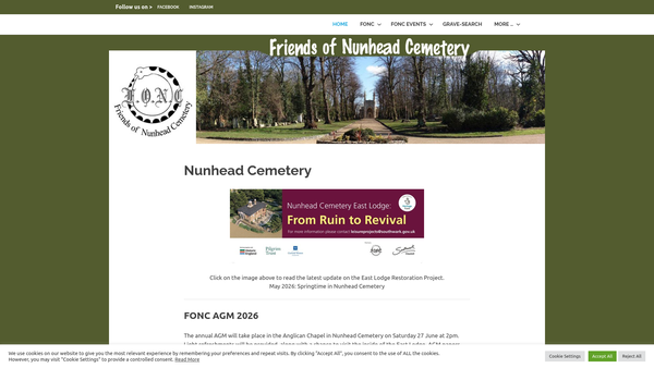 Screenshot of the Friends Of Nunhead Cemetery website