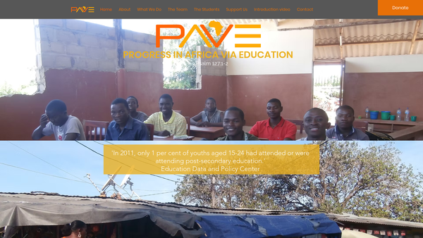 Screenshot of the Pave – Progress In Africa Via Education website
