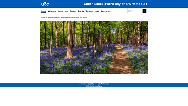 Screenshot of the Saxon Shore(herne Bay & Whitstable)u3a website