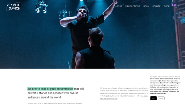 Screenshot of the 2faced Dance Company Limited website