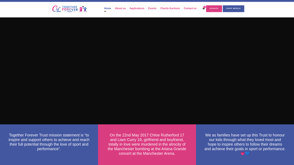 Screenshot of the Chloe & Liam Together Forever Trust website