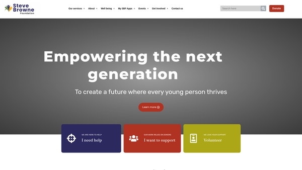 Screenshot of the Steve Browne Foundation website