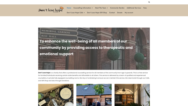 Screenshot of the Don’t Lose Hope website