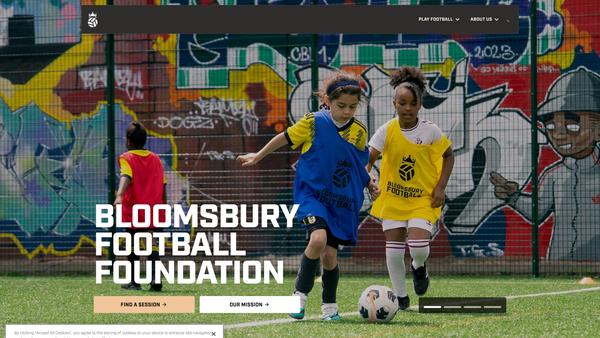 Screenshot of the Bloomsbury Football Foundation website