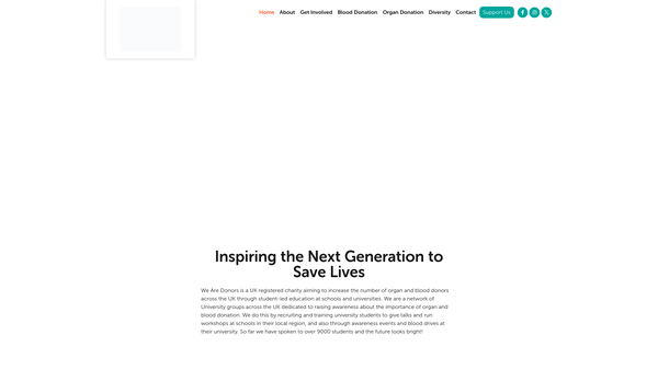Screenshot of the We Are Donors website