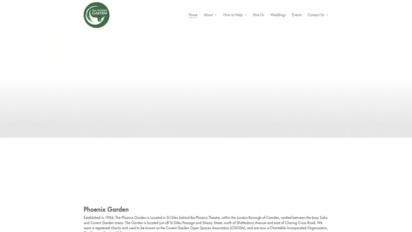 Screenshot of the The Phoenix Garden website
