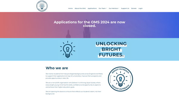 Screenshot of the Insight Outreach website