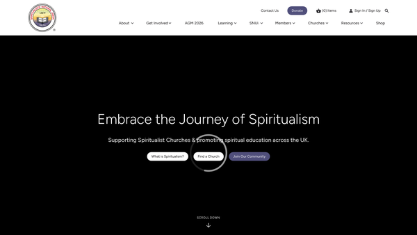 Screenshot of the Cleveleys Spiritualist Church website