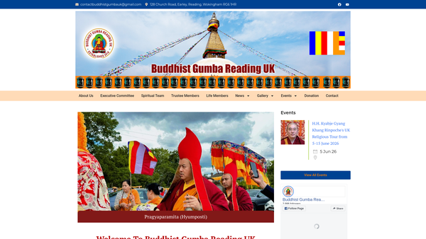 Screenshot of the Buddhist Gumba Reading UK website