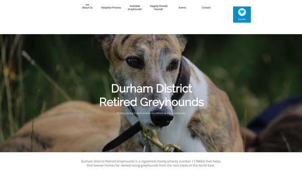 Screenshot of the Durham District Retired Greyhounds website