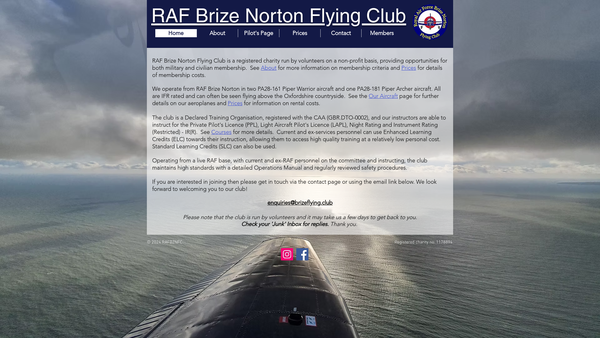 Screenshot of the Raf Brize Norton Flying Club website