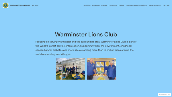 Screenshot of the Warminster Lions Club (CIO) website