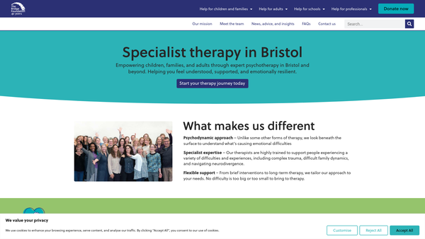 Screenshot of the The Bridge Foundation website