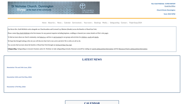 Screenshot of the The Parochial Church Council Of The Ecclesiastical Parish Of St Nicholas, Dunnington website