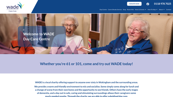 Screenshot of the Wade website