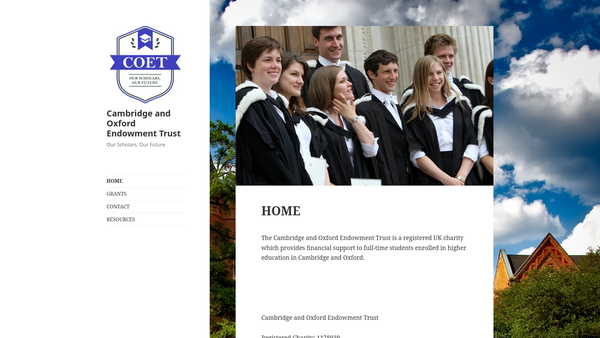 Screenshot of the The Cambridge And Oxford Endowment Trust website