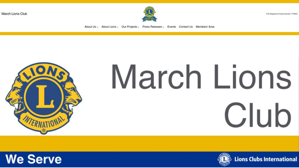 Screenshot of the March Lions Club website