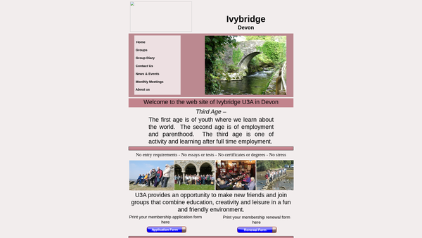 Screenshot of the Ivybridge U3A website