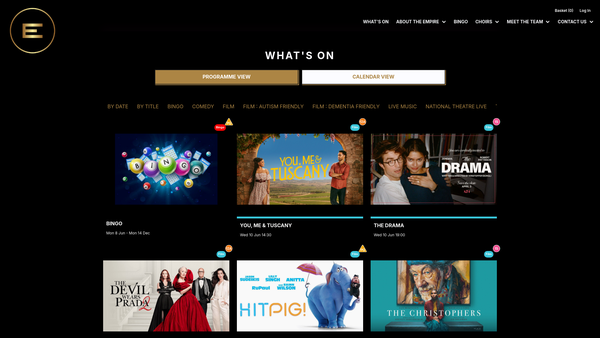 Screenshot of the Empire Theatre Trust CIO website