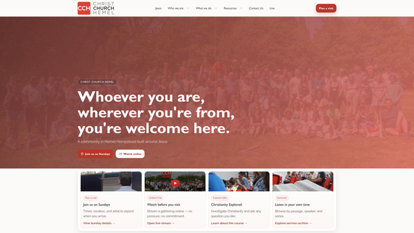 Screenshot of the Christ Church Hemel website