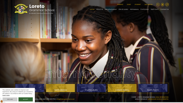 Screenshot of the Loreto Parents Association (Altrincham) website