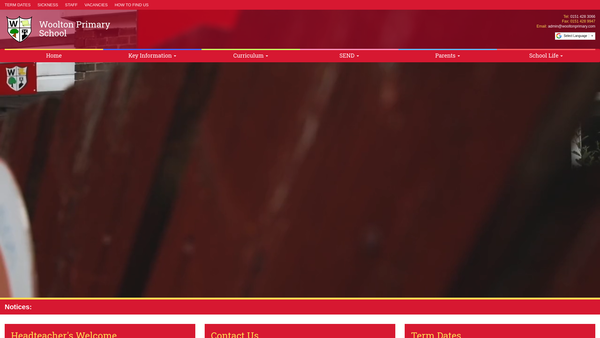 Screenshot of the Woolton Primary School Parents And Friends Association website