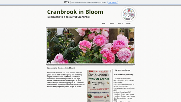 Screenshot of the Cranbrook In Bloom website