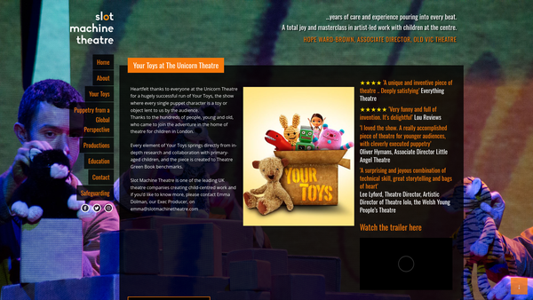Screenshot of the Slot Machine Theatre CIO website