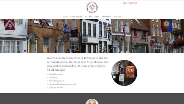 Screenshot of the Tewkesbury Methodist Church website