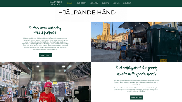 Screenshot of the Hjälpande Händer Catering website