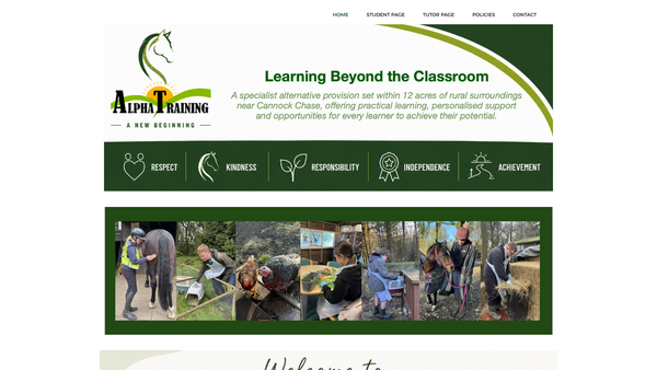 Screenshot of the Alpha Training Learn And Work website