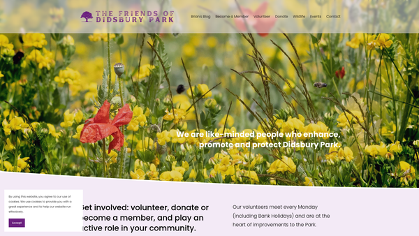 Screenshot of the Friends Of Didsbury Park website