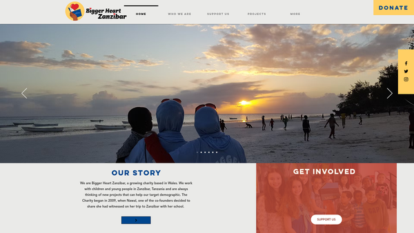 Screenshot of the Bigger Heart Zanzibar website