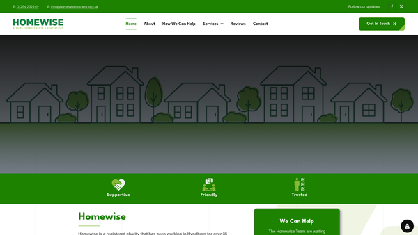 Screenshot of the Homewise Society website