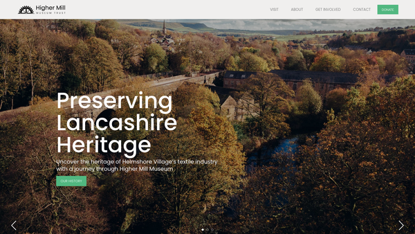 Screenshot of the Higher Mill Museum Trust website