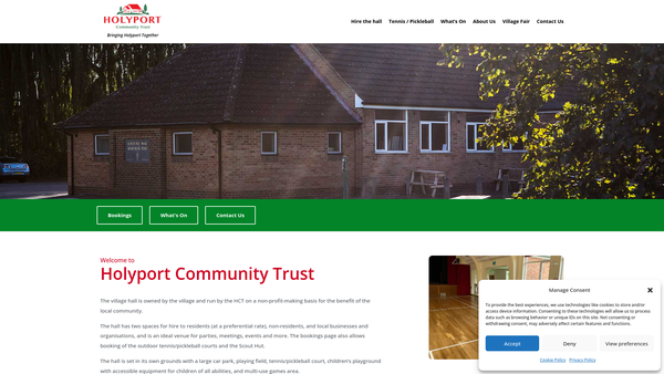Screenshot of the Holyport Community Trust website
