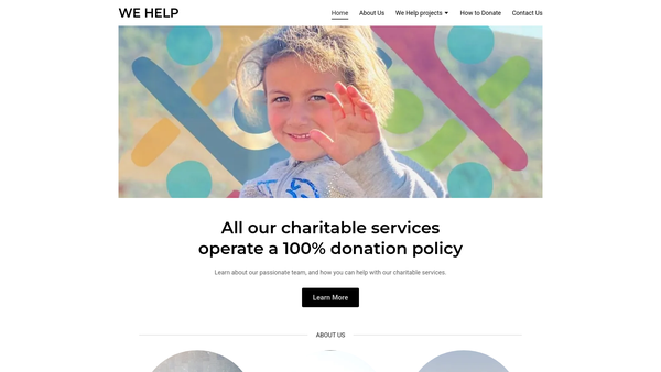 Screenshot of the We Help Foundation website