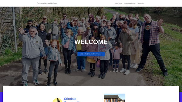 Screenshot of the Crindau Community Church website