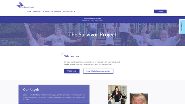 Screenshot of the The Survivor Project t/a Salford Survivor Project website